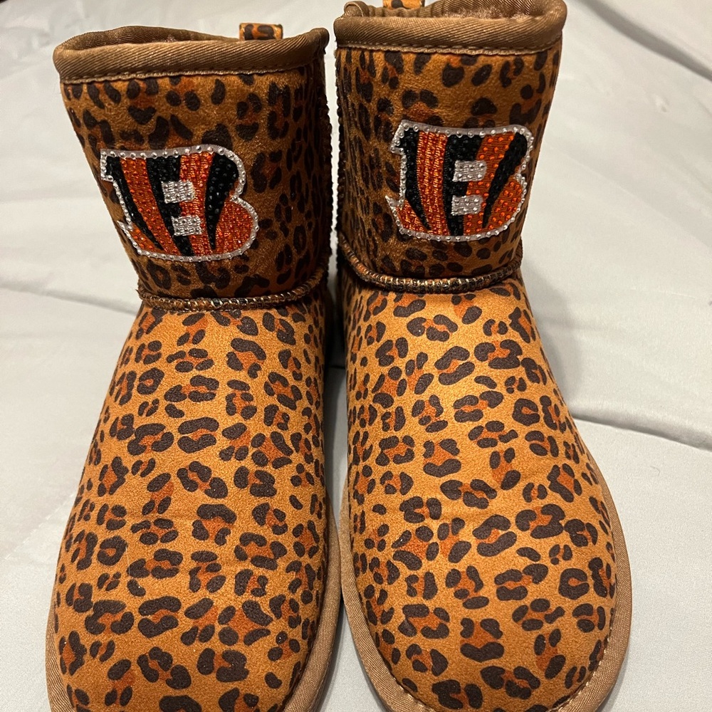 Leopard Print Ankle Boots with Embellished Logo